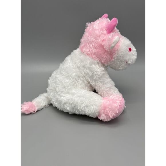Evergreen Enterprises Pink White Cow Plush W/ Horns Stuffed Animal - Picture 7 of 11